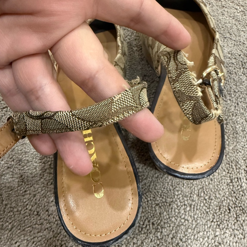 Coach Tan Signature Peep-Toe Slingback Heels - Picture 4 of 6
